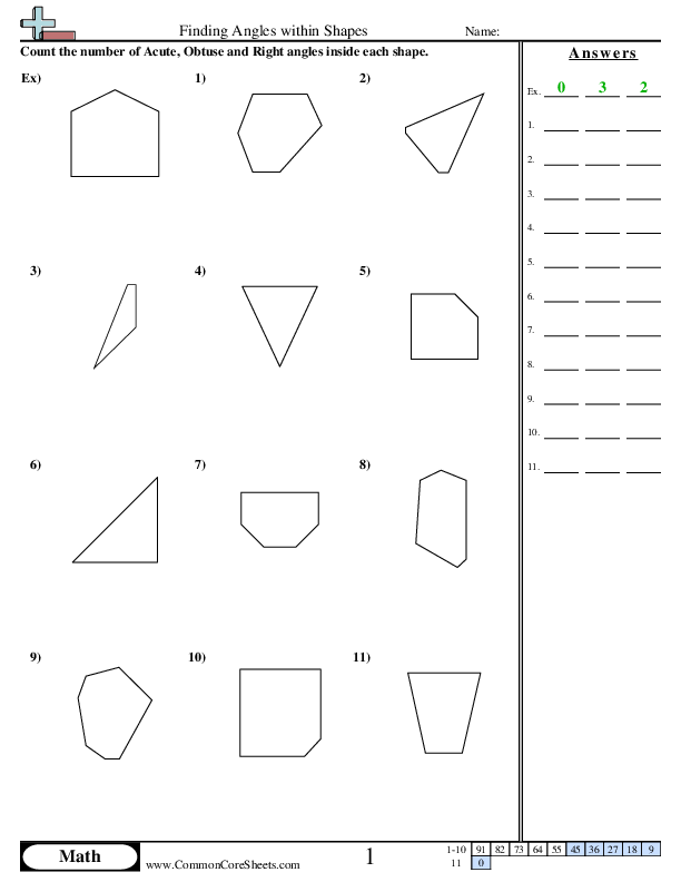 Determining Angles in Shapes worksheet